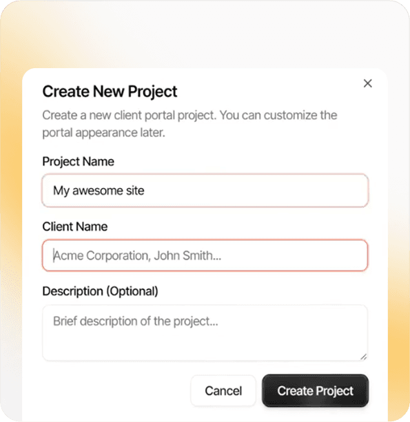 Create New Project Interface